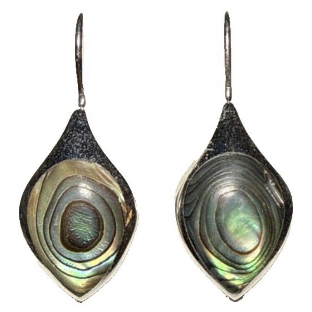 Vintage Sunstone Imports 925 Sterling Silver Abalone Earrings *Chip* J19-18